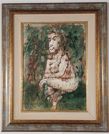 ROGNONI FRANCO Milano (Mi) 1913 Vecchio fauno 1961 Tempera su carta intelata...
