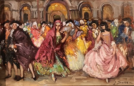 SERRA LUIGI Bologna (Bo) 1846 Carnevale a Venezia Olio su tavoletta...