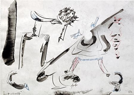 DANGELO SERGIO Milano (Mi) 1932 Avant minuit 1956 Mista su carta 29,50x42,00...