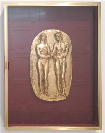 MESSINA FRANCESCO Linguaglossa (Catania) Adamo e Eva Bassorilievo in bronzo...