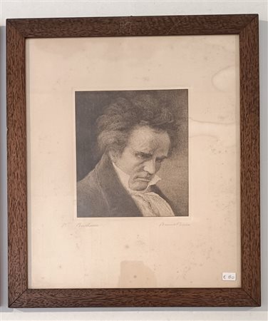 BERSA BRUNO Milano (MI) 1850 Beethoven Incisione su carta 40,00x33,00 Firma e...