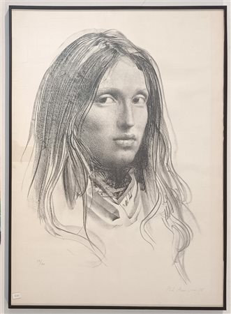 ANNIGONI PIETRO Milano (Mi) 1910 Volto Litografia su carta es. 119/120...