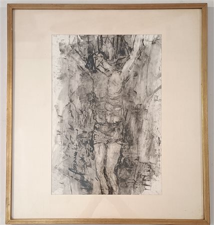 FAZZINI ENRICO Gallarate (Va) 1926 Crocefissione 1967 Mista su carta...