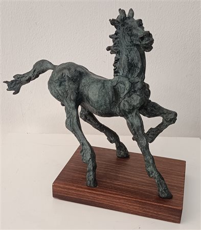 MURER AUGUSTO Falcade (Bl) 1922 Cavallo Bronzo es. 123/199 27,00x33,00x14,00...
