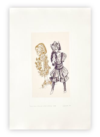 GIUSEPPE GUERRESCHI (1929-1985) - Giovane donna con testa alata e ritratto di Mrs Füssli, 1981