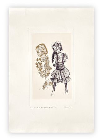 GIUSEPPE GUERRESCHI (1929-1985) - Giovane donna con testa alata e ritratto di Mrs Füssli, 1981