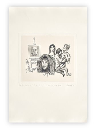 GIUSEPPE GUERRESCHI (1929-1985) - Testa femminile, autoritratto di Füssli, 1981