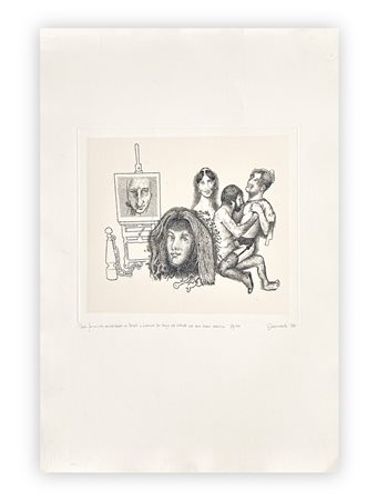 GIUSEPPE GUERRESCHI (1929-1985) - Testa femminile, autoritratto di Füssil, 1981