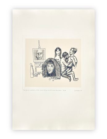 GIUSEPPE GUERRESCHI (1929-1985) - Testa femminile, autoritratto di Füssil, 1981