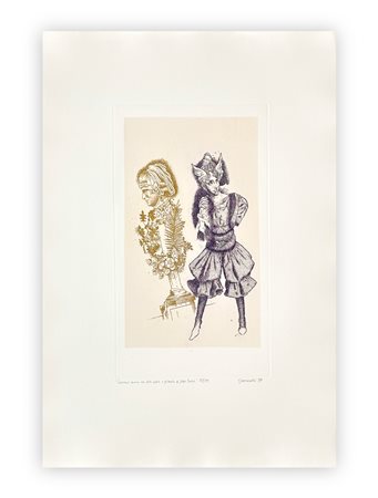 GIUSEPPE GUERRESCHI (1929-1985) - Giovane donna con testa alata e ritratto di Mrs Füssli, 1981