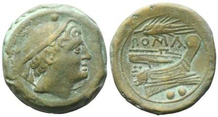 Anonymous, Sextans, Uncertain mint in Sicily, c. 214-212 BC; Æ (14,08 g; 26,4 mm; 6 h)