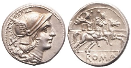 Anonymous, Denarius, Uncertain Lucanian mint (Venusia?), 208 BC; AR (4,03 g; 19 mm; 9 h)