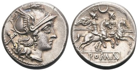Anonymous, Denarius, Uncertain Campanian mint (Capua?), 207 BC; AR (4,43 g; 18,5 mm; 6 h)