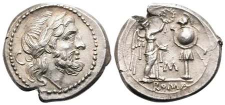 Anonymous, Victoriatus, Uncertain mint, 214-208 BC; AR (3,30 g; 16,8 mm; 6 h)