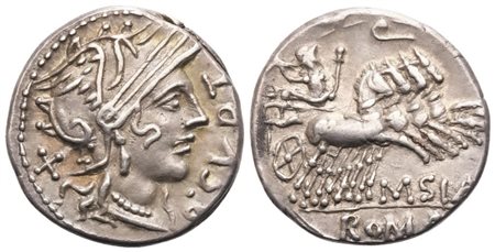 Q. Curtius and M. Silanus, Denarius, Rome, 116-115 BC; AR (3,90 g; 18,4 mm; 8 h)