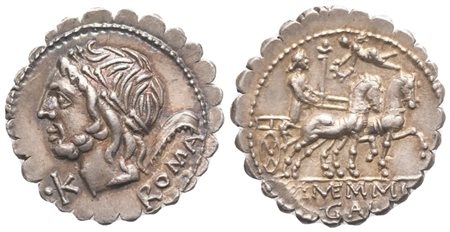 L. Memmius Galeria, Denarius serratus, Rome, 106 BC; AR (4,01 g; 18 mm; 3 h)