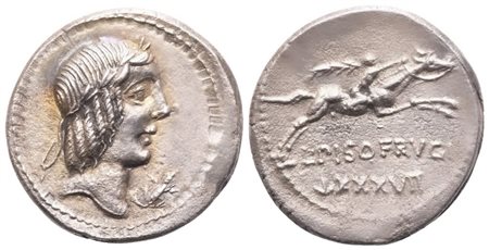 L. Calpurnius Piso Frugi, Denarius, Rome, 90 BC; AR (3,75 g; 18 mm; 3 h)