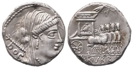 L. Rubrius Dossenus, Denarius, Rome, 87 BC; AR (4,02 g; 15,8 mm; 12 h)
