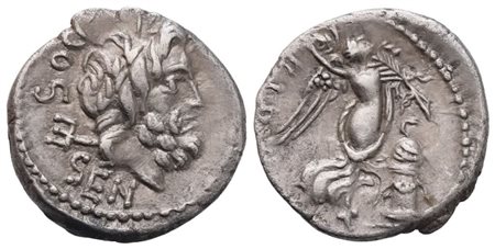 L. Rubrius Dossenus, Quinarius, Rome, 87 BC; AR (1,79 g; 13,9 mm; 7 h)