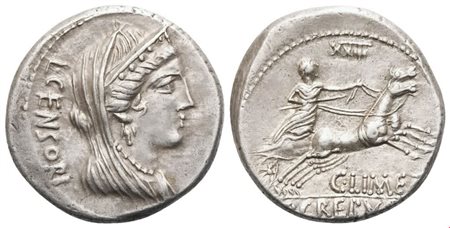 P. Crepusius, C. Limetanus and L. Censorinus, Denarius, Rome, 82 BC; AR (4,06 g; 16,8 mm; 5 h)