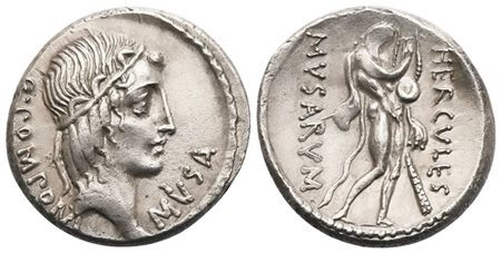 Q. Pomponius Musa, Denarius, Rome, 66 BC; AR (3,95 g; 16,9 mm; 6 h)