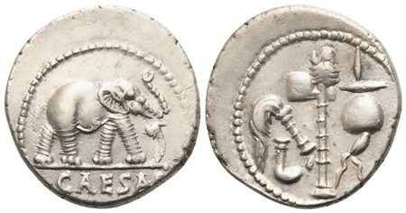 C. Iulius Caesar, Denarius, Military mint moving with Caesar, 49-48 BC; AR (3,98 g; 18,2 mm; 12 h)