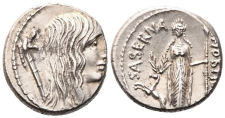 L. Hostilius Saserna, Denarius, Rome, 48 BC; AR (4,12 g; 17,4 mm; 9 h)
