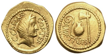 C. Iulius Caesar and A. Hirtius, Aureus, Rone, 46 BC; AV (8,23 g; 20 mm; 11 h)
