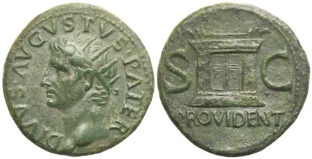 Divus Augustus (died 14), As struck under Tiberius, Rome, c. 22-30; Æ (10,78 g; 27,5 mm; 6 h)