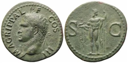 Agrippa (died 12 BC), As struck under Gaius (37-41), Rome; Æ (11 g; 29 mm; 6 h)