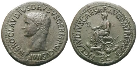 Nero Claudius Drusus (died 9 BC), Sestertius struck under Claudius, 50-54; Æ (30,15 g; 37,2 mm; 6 h)