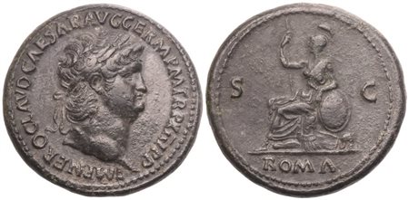 Nero (54-68), Sestertius, Rome, c. 67; Æ (26,23 g; 34,7 mm; 5 h)