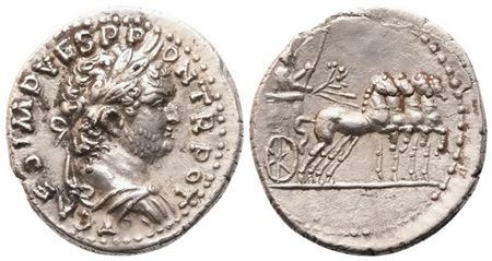 Titus Caesar (69-79), Denarius struck under Vespasian, Antioch, 72-73; AR (3,33 g; 17,5 mm; 4 h)