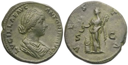 Lucilla Augusta (164-182), Sestertius struck under Marcus Aurelius and Lucius Verus, Rome, c. 161-162; Æ (27,15 g; 30,3 mm; 10 h)