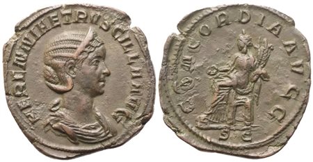 Herennia Etruscilla Augusta (249-251), Sestertius struck under Trajan Decius, Rome, 249-251; Æ (14,97 g; 31 mm; 12 h)