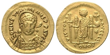 Justin I (518-527), Solidus, Constantinopolis, c. 522-527; AV (4,45 g; 19,5 mm; 6 h)