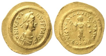 Justin I (518-527), Tremissis, Constantinopolis; AV (1,42 g; 16,6 mm; 6 h)