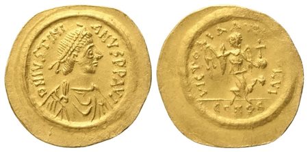 Justinian I (527-565), Tremissis, Constantinopolis; AV (1,40 g; 16 mm; 6 h)