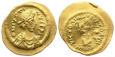 Justin II (565-578), Tremissis, Constantinopolis; AV (1,48 g; 15,7 mm; 6 h)