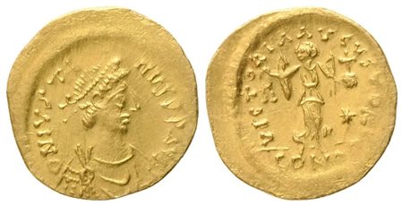 Justin II (565-578), Tremissis, Constantinopolis; AV (1,49 g; 14,7 mm; 6 h)