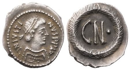 Justin II (565-578), Quarter Siliqua, Ravenna; AR (0,70 g; 12,7 mm; 6 h)