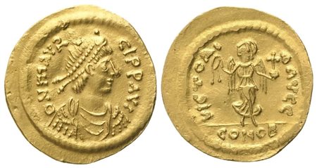 Maurice Tiberius (582-602), Semissis, Constantinopolis; AV (2,24 g; 18,4 mm; 6 h)