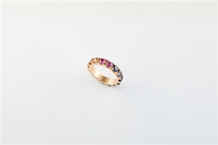 Veretta in oro 750 e zaffiri rainbow