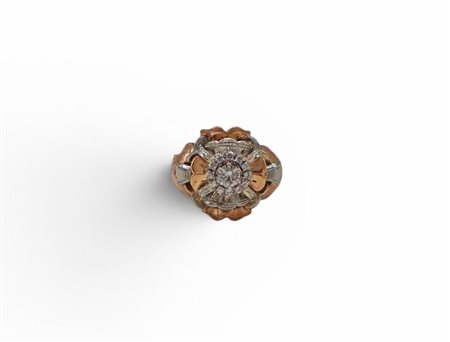 Anello oro bianco e giallo con diamante