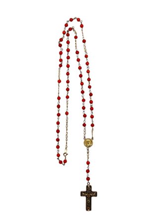 Rosario in oro e corallo rosso