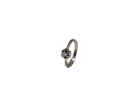 Anello solitario in oro bianco 750 con diamante