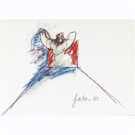 Tano Festa (Roma 1938 - 1988) "Senza titolo" 1982 50x70 cm. pastelli a cera...
