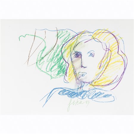 Tano Festa (Roma 1938 - 1988) "Senza titolo" 1983 50x70 cm. pastelli a cera...