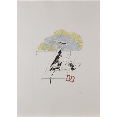 Tano Festa (Roma 1938 - 1988) "Senza titolo" 70x50 cm. acquaforte e...