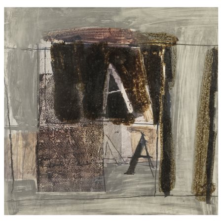 Giorgio Celiberti (Udine 1929) "Graffiti sul muro" 33,5x32,5 cm. tecnica...